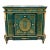 Grand French Louis XVI Bottle Green Commode Cabinet With Lock, Gold Leaf & Bronze Ormolu For Sale