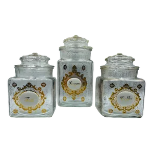 Mid 20th Century Georges Briard Glass Coffee, Tea & Sugar Canister Set- 3 Pieces