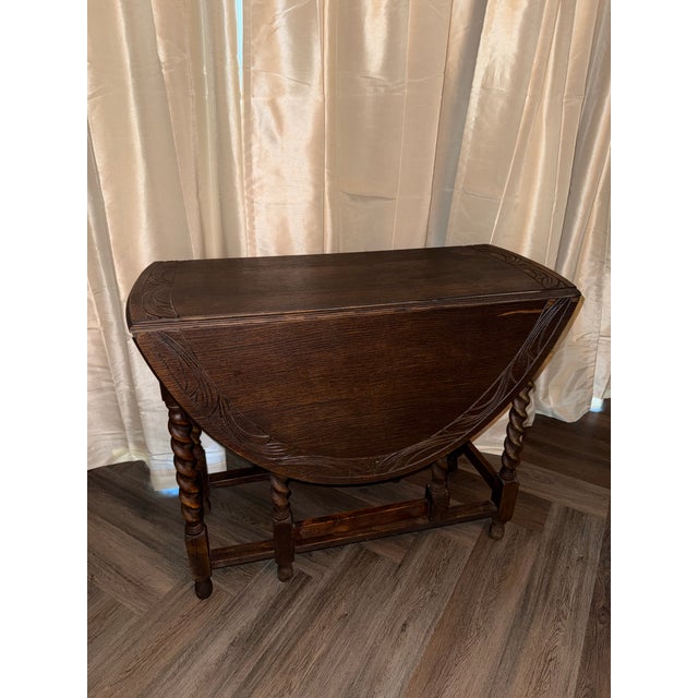Early 20th Century Early 20th Century English Oak Drop-Leaf Gateleg Table For Sale - Image 5 of 8