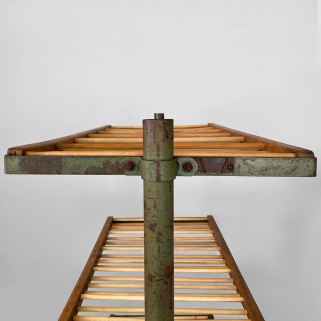 Wood Industrial Italian Cart in Wood and Green Metal, 1920s For Sale - Image 7 of 17