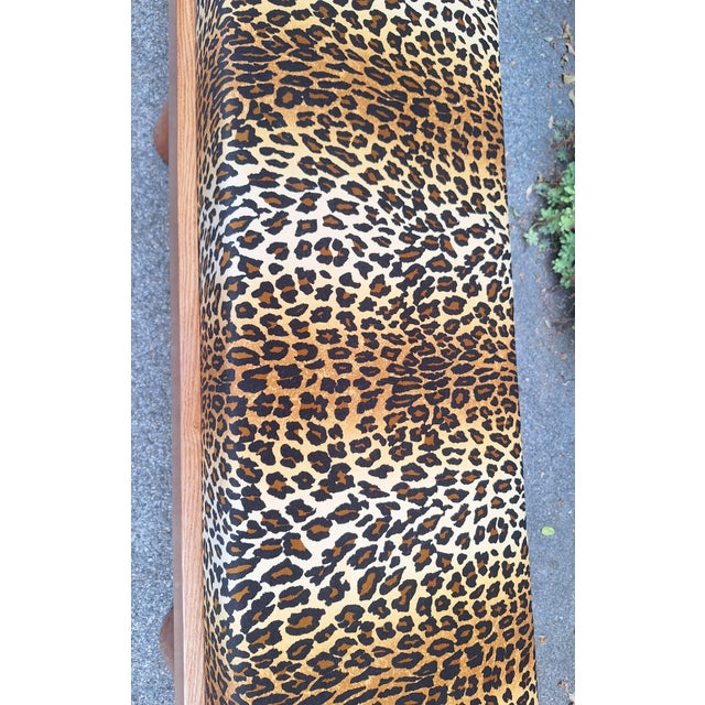 Mid-Century Modern Bench with Conical Legs and Animalier Fabric from Artigianato Italiano, 2000s For Sale - Image 3 of 8