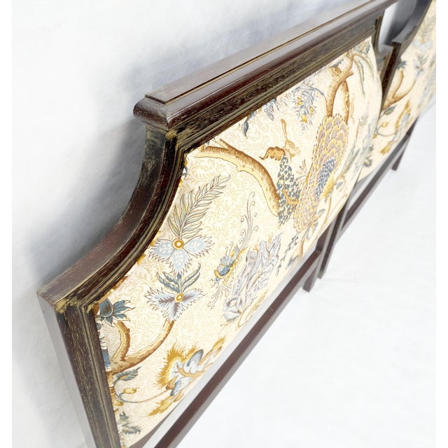 French Pair of Very Fine Cerused Mahogany New Upholstery Twin Size Headboards Beds MINT For Sale - Image 3 of 18