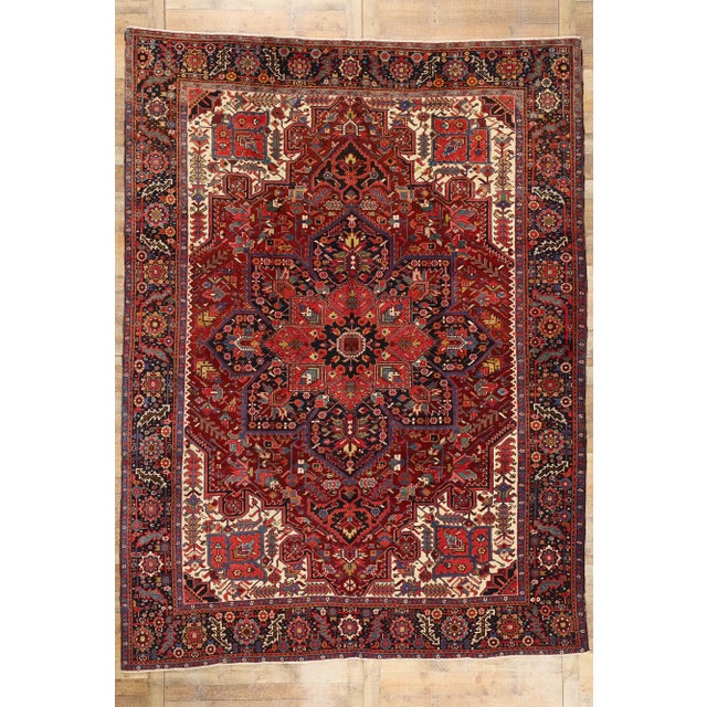 Vintage Persian Heriz Rug - 09'05 X 12'07 For Sale - Image 9 of 9