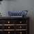 1970s Farmhouse Open Lattice Blue Ceramic Oval Bread Baguette Basket or Fruit Bowl For Sale - Image 9 of 10