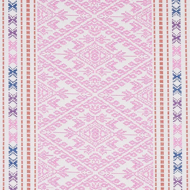 Boho Chic Sample - Schumacher Ruiz Jacquard Fabric in Pink For Sale - Image 3 of 4