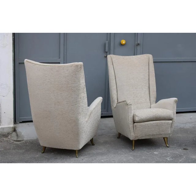 Set of Armchairs in Gilded Aluminum & Velvet from ISA, 1950s For Sale - Image 15 of 18