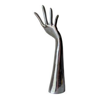 1990s Cast Aluminum Chrome Hand Sculpture For Sale