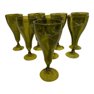 Mid 20th Century Beverage/Pilsner Glasses With Etched Horses- Set of 8