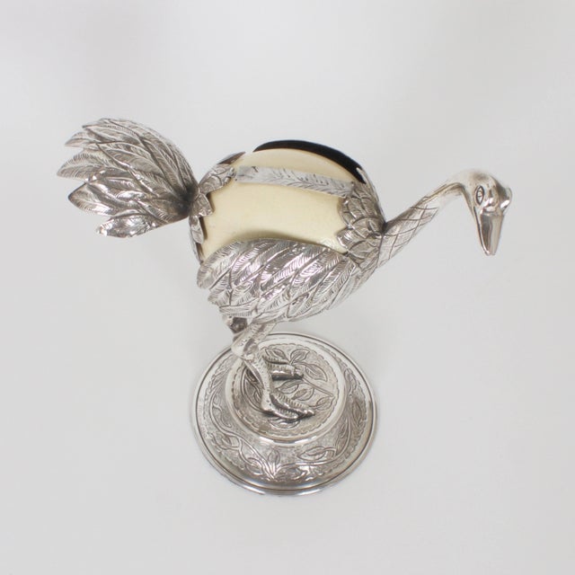 Mid-Century Silvered Ostrich Sculptures Constructed with Ostrich Eggs - A Pair For Sale In West Palm - Image 6 of 11