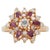 14k Yellow Gold Marquise Cut Ruby & Round Cut Diamond Cluster Ring Size 8 For Sale