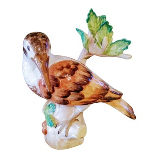 Chelsea House Hand Painted Italian Ceramic Parrot on a Stump Figurine For Sale