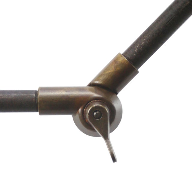 Vintage French Industrial Black 2-Arm Metal and Brass Wall Light For Sale - Image 4 of 5