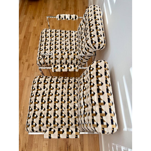 1970s Attributed to Milo Baughman Chrome Armchairs - A Pair For Sale In Houston - Image 6 of 7