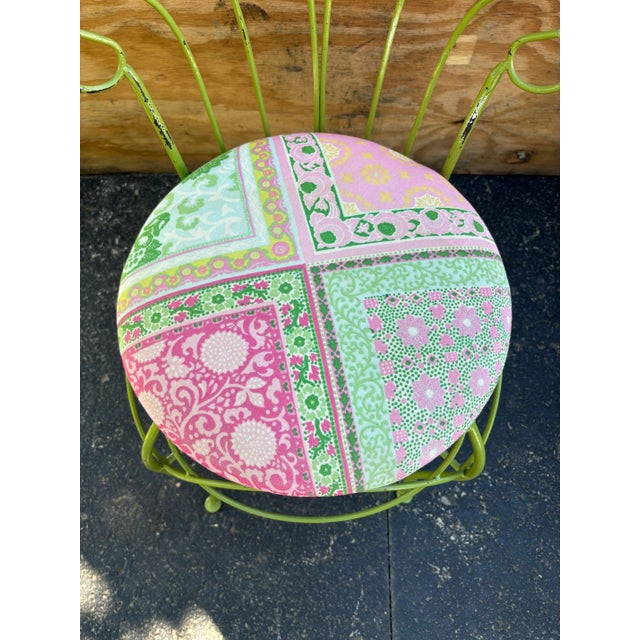 1970s Vintage Green Iron Peacock Garden Chair or Vanity Chair For Sale - Image 9 of 12