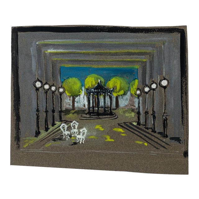 Study for Scenography - Tempera and White Lead on Cardboard - 20th Century 20th Century For Sale