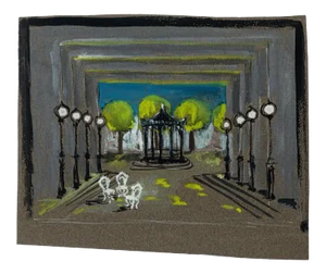 Study for Scenography - Tempera and White Lead on Cardboard - 20th Century 20th Century