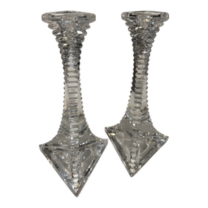 24% Lead Crystal Unique Triangle Eiffel Tower Shape Candle Holder Candlesticks