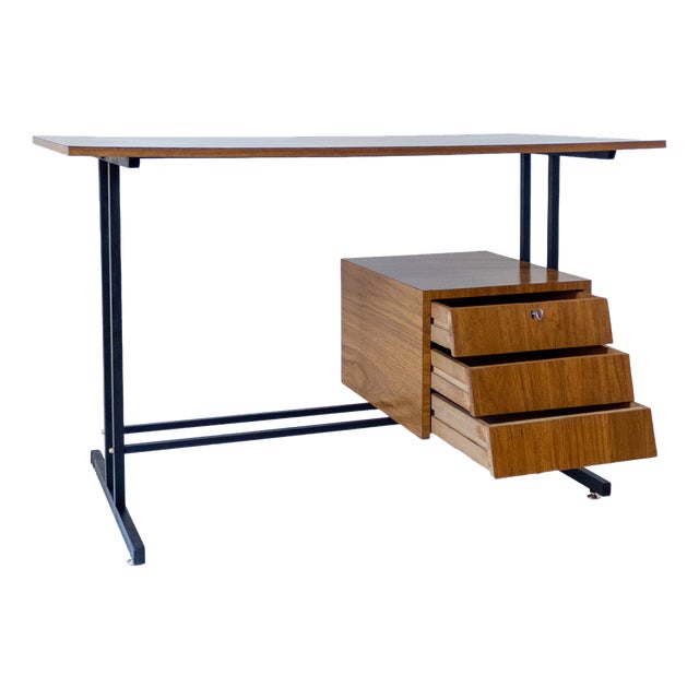 Mid-Century Modern Writing Desk in Brass and Metal, Italy, 1960s For Sale
