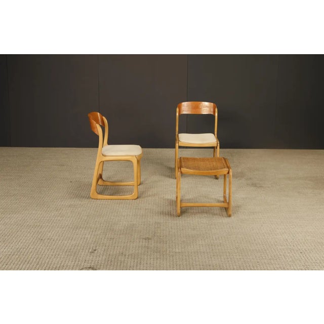 1970s Pair of 1970s Bentwood Chairs & Caned Ottoman by Baumann France, Signed For Sale - Image 5 of 18