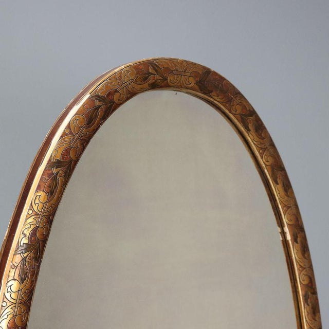 Tilting Oval Mirror with Leaf Carvings For Sale - Image 4 of 10