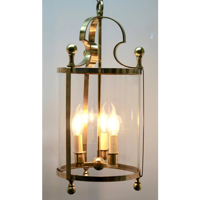 Gold Solid Brass and Glass Lantern or Pendant Lamp by Gaetano Sciolari For Sale - Image 8 of 10
