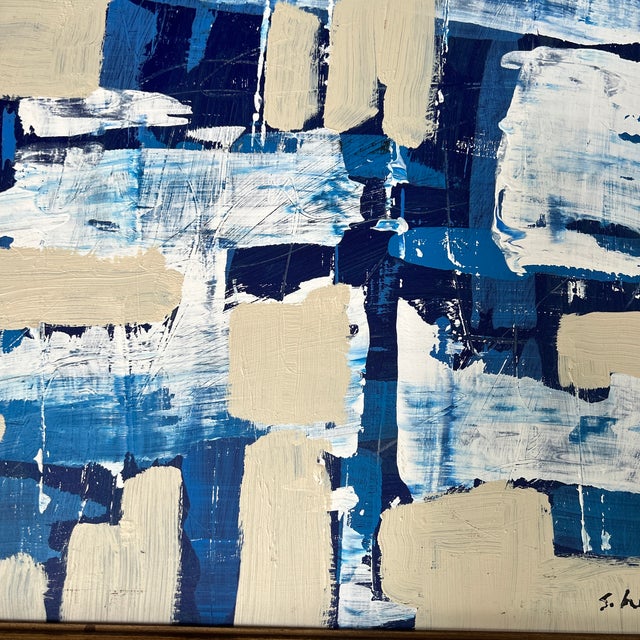 Abstract Contemporary Original Abstract Painting by Stephen Heigh “Blue Jeans” For Sale - Image 3 of 5