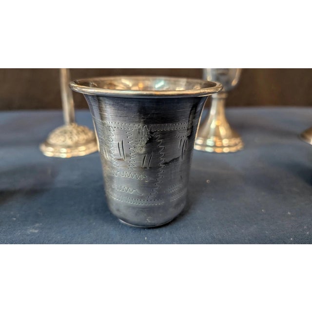 Early 20th Century Sterling Silver Kiddush Cups- Set of 7 For Sale - Image 11 of 11