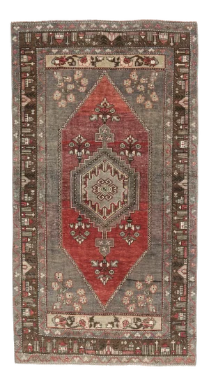 Vintage Turkish Oushak Handmade Wool Cotton Red Area Rug