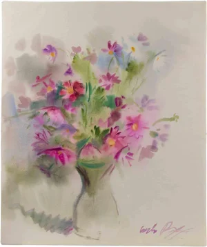 Carlo Ravagnan, Flowers, Watercolor, 1973