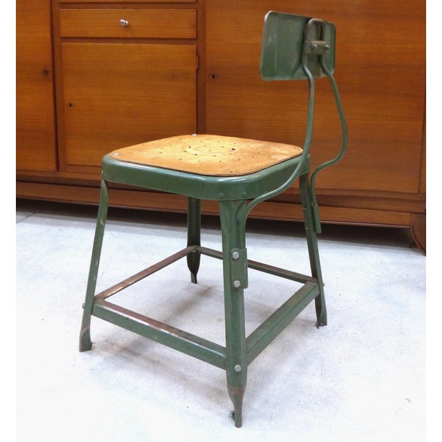 Mid-Century Modern Industrial Metal Desk Chair For Sale - Image 3 of 10