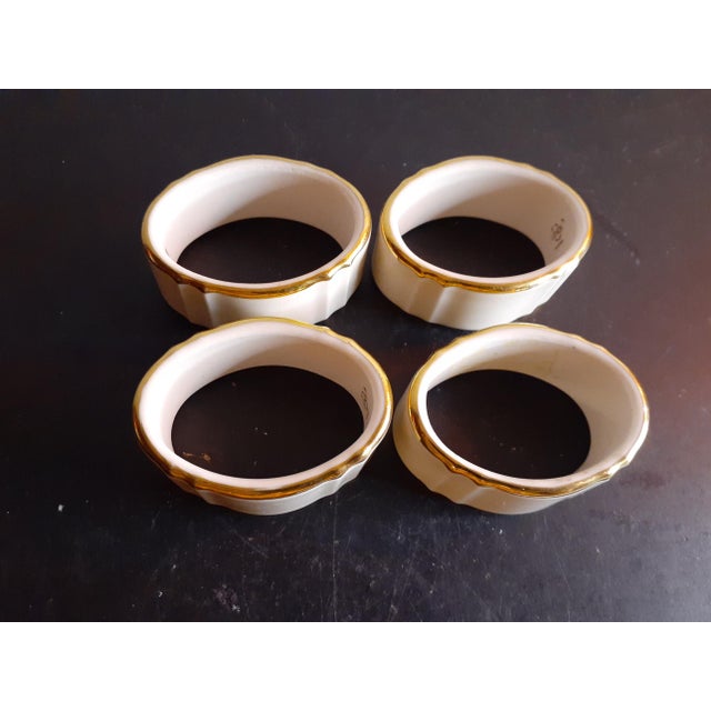1960s 1960s Lenox Usa Fine Porcelain Gilded Beige Napkin Rings- Set of 4 For Sale - Image 5 of 5