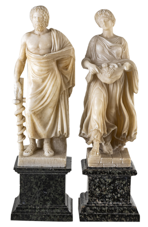 Figurative Sculptures, Late 19th Century, Alabaster, Set of 2