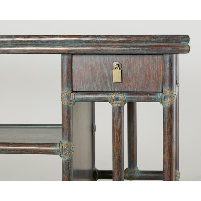 McGuire Cerused Rattan Oak Bar Cart Server Buffet Chairish