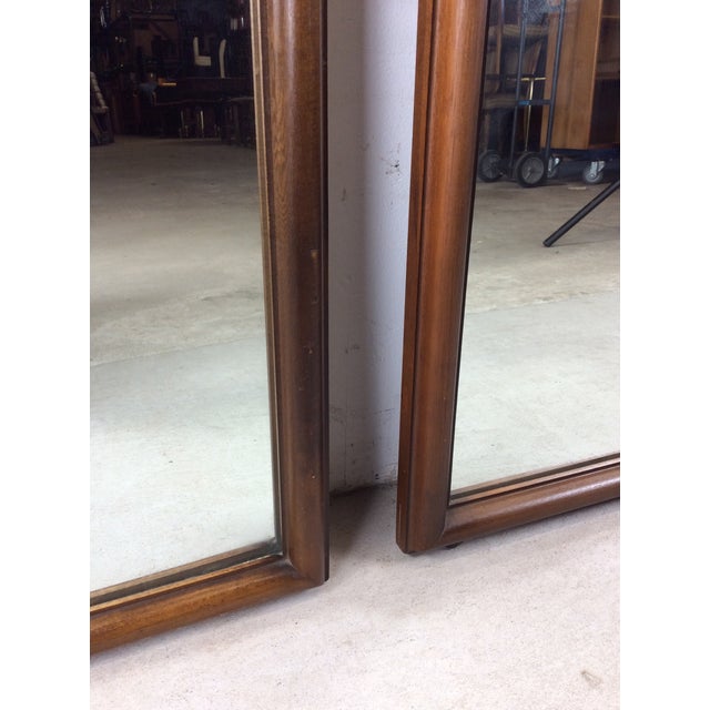 Pair of Mid Century Modern Rectangular Wall Mirrors With Thin Walnut Frame For Sale - Image 9 of 18