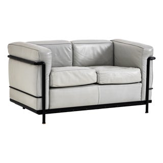 Grey Leather Sofa by Le Corbusier for Cassina For Sale