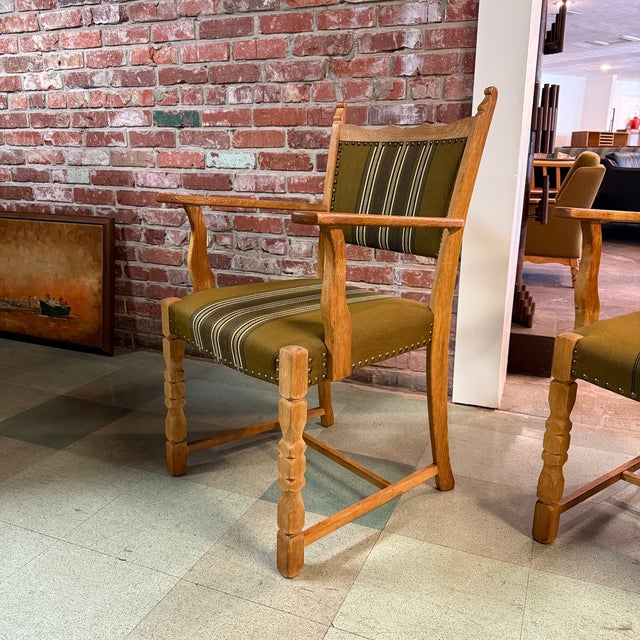 Henning Kjaernulf Henning Kjærnulf, Armchairs, Oak, Wool, Denmark, 1960s For Sale - Image 4 of 7