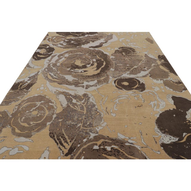2010s Rug & Kilim’s Mid-Century Modern Inspired Golden-Beige and Brown Wool and Silk Rug For Sale - Image 5 of 8