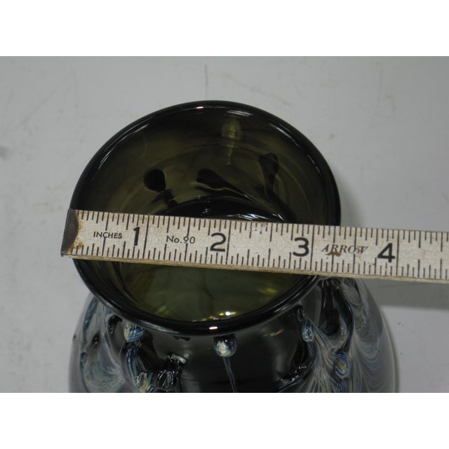 1940s Art Glass Vase Blue Hand Made & Mouth Blown Art Nouveau Style For Sale - Image 13 of 16