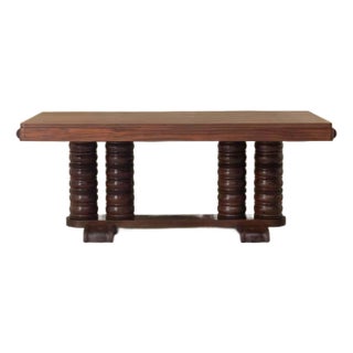 1930's French Art Deco Carved Dining Table by Gaston Poisson For Sale
