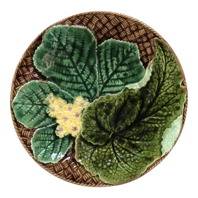 Majolica Flowers and Leaves Plate Clairefontaine, Circa 1890 For Sale
