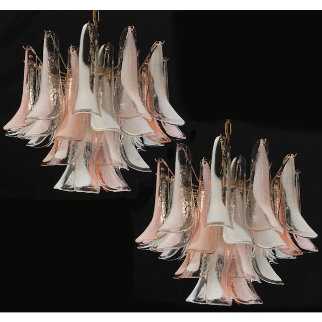 Murano Glass Pink and White Lattimo Chandelier, 1980s For Sale - Image 9 of 13