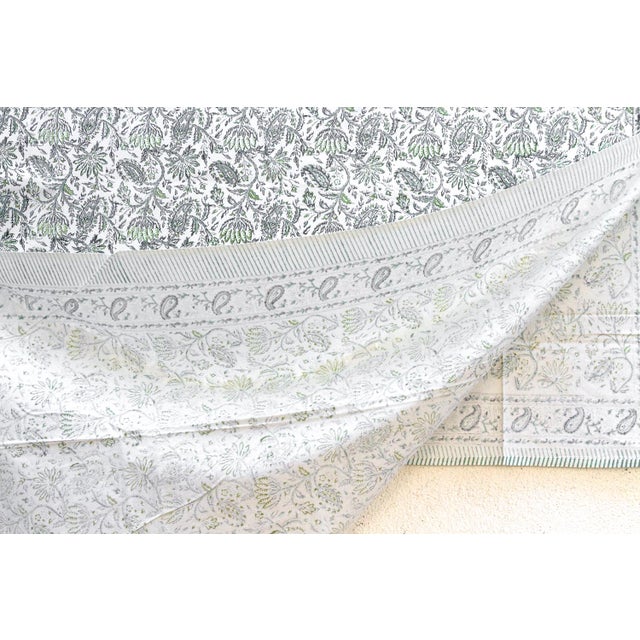 Textile Fern Song, Hand Blockprint Cotton Coverlet For Sale - Image 7 of 8
