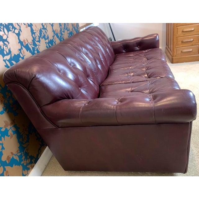 Brown 1970s Tufted Leather Sofa For Sale - Image 8 of 11