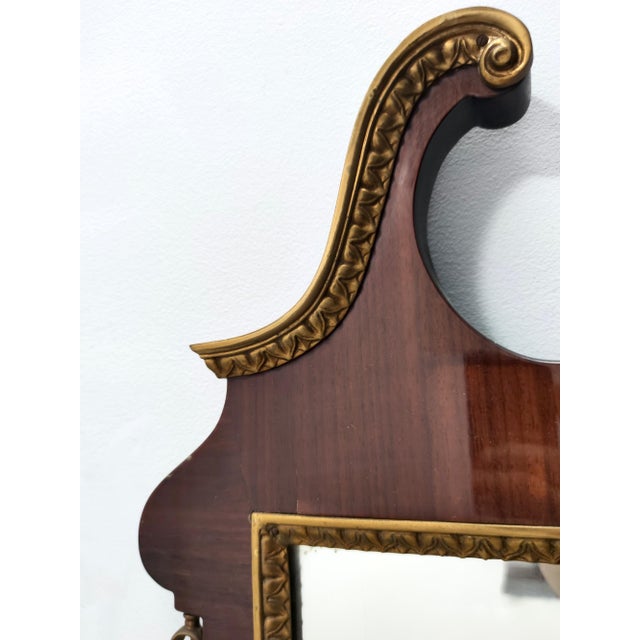 Vintage Wall Mirror with Ebonized Beech Frame and Cast Brass, 1960s For Sale - Image 9 of 12