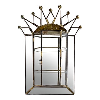 Vintage Mexican Brass and Mirror Display Case For Sale