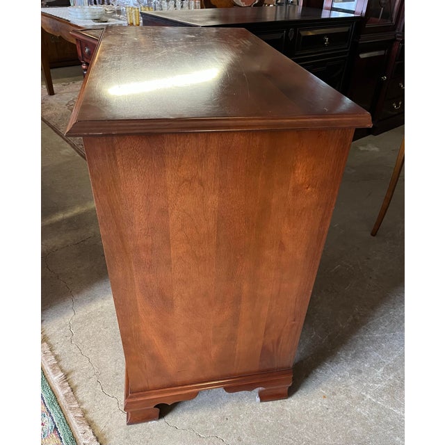 Vintage mahogany chest of drawers by Craftique of Mebane, N.C. Two over three drawer layout. Bead trimmed drawers with...