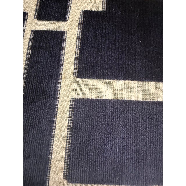 Dark navy and off white geometric pillow. Solid reverse side and zipper for inserting pillow, currently has new unused...