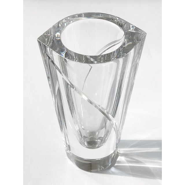 1990s Vintage 1990s Marin Swirl Orrefors Heavy 3 LBS Crystal Vase by Jan Johansson For Sale - Image 5 of 8