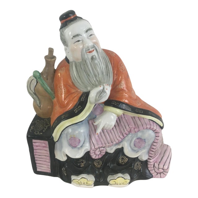 Vintage Chinoiserie Ceramic Man For Sale