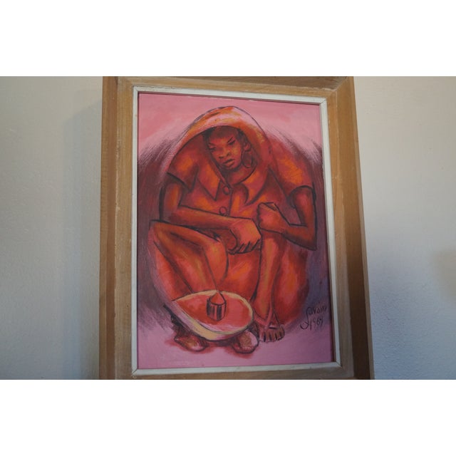 A very striking painting from legendary Haitian artist Petion Savain (1906-1973). This painting is done on board and...
